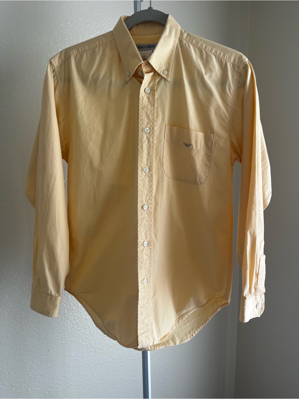 Vintage Emporio Armani Shirt Light Yellow 14.5/36 Made In Italy